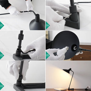 22" Industrial Metal Desk Lamp with Adjustable Neck & Stepless Dimmer
