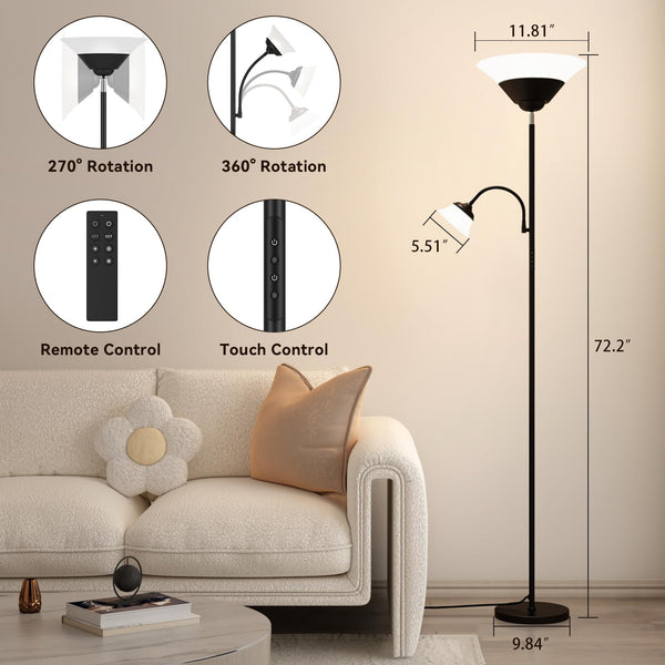 Torchiere Floor Lamp with Reading Light
