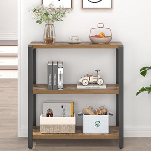 3-Tier Metal & Wood Bookshelf