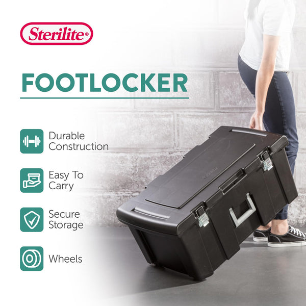 Wheeled Lockable Storage Bins with Lids, 3-Pack