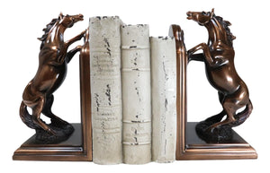 Rearing Horses Bookend Set – Bronze Electroplated Resin
