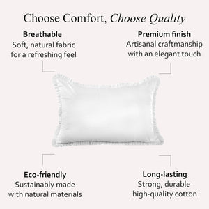 White Cotton Ruffle Throw Pillow Covers – Pack of 2