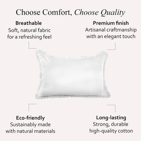 White Cotton Ruffle Throw Pillow Covers – Pack of 2