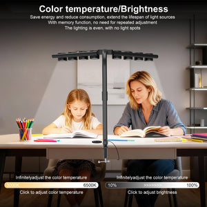 Clamp Desk Lamp 8 Adjustable LED Light Sources 24W Dimmable