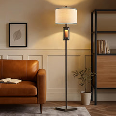 Rustic Farmhouse Floor Lamp with Night Light