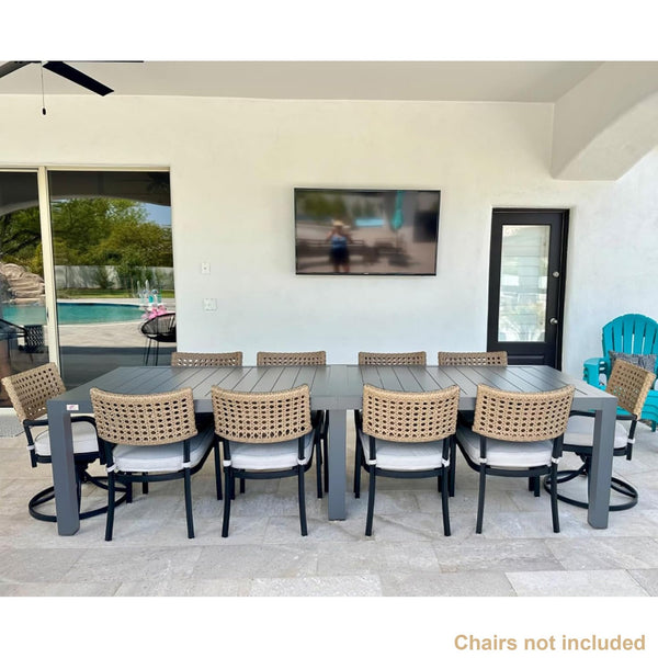 Large Aluminum Rectangular Outdoor Dining Table for 10