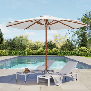 11 FT Round Patio Umbrella with Aluminum Ribs & Pulley Lift