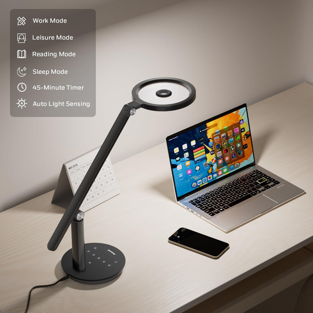 LED Desk Lamp – Dimmable Full-Spectrum Eye-Care Light with Timer