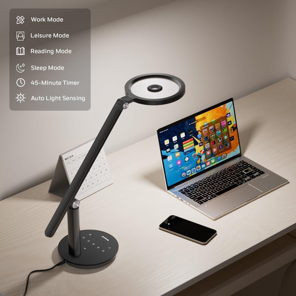 LED Desk Lamp – Dimmable Full-Spectrum Eye-Care Light with Timer