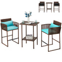 3-Piece Outdoor Wicker Bar Set with Counter Table & Barstools