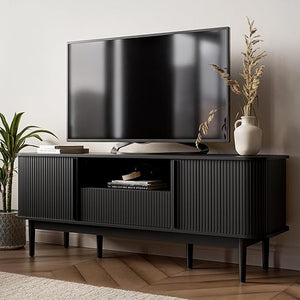 63" Fluted TV Stand with Sliding Doors
