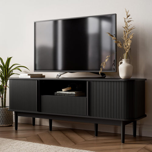 63" Fluted TV Stand with Sliding Doors