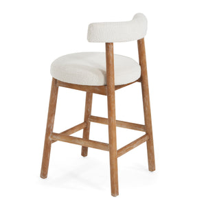 Counter Height Bar Stools Set of 2 – Boucle Fabric with Footrest