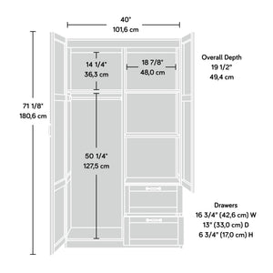 Multipurpose Armoire Wardrobe Storage Cabinet with Drawers & Hanging Rail