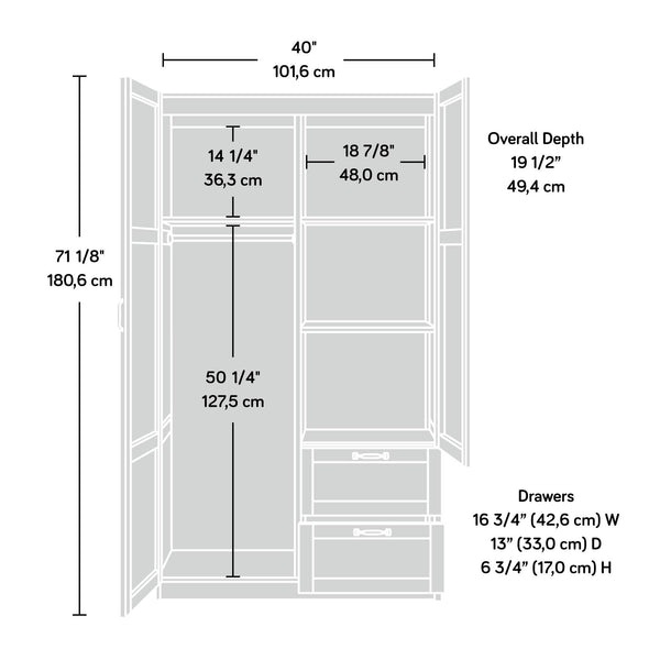 Multipurpose Armoire Wardrobe Storage Cabinet with Drawers & Hanging Rail