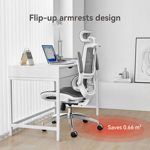 Ergonomic Mesh Office Chair with 3D Flip-Up Armrests & Dual Back Support