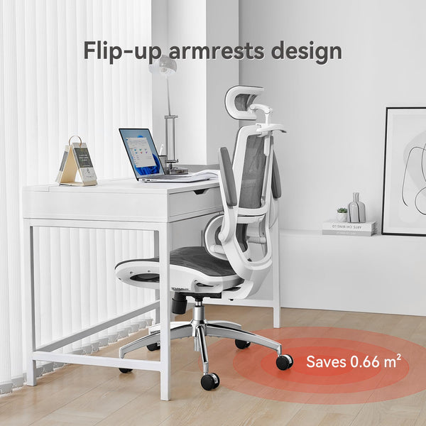 Ergonomic Mesh Office Chair with 3D Flip-Up Armrests & Dual Back Support
