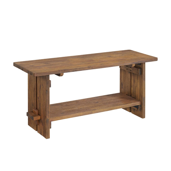 40" Entryway Bench with Storage Shelf – Solid Acacia Wood