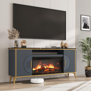Fluted Electric Fireplace TV Stand for TVs up to 80"