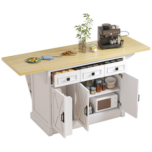 Large Kitchen Island with Drop Leaf & Power Outlet
