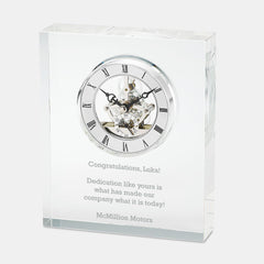 Engraved Crystal Skeleton Desk Clock with Personalization