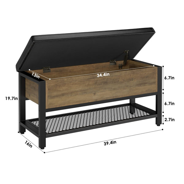 Storage Bench with Flip-Open Lid & Padded Seat