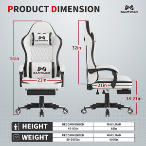 Ergonomic Gaming Chair with Footrest, Headrest & Lumbar Support – 400 lbs Capacity
