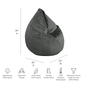 Teardrop Bean Bag Chair – Velvet Grey
