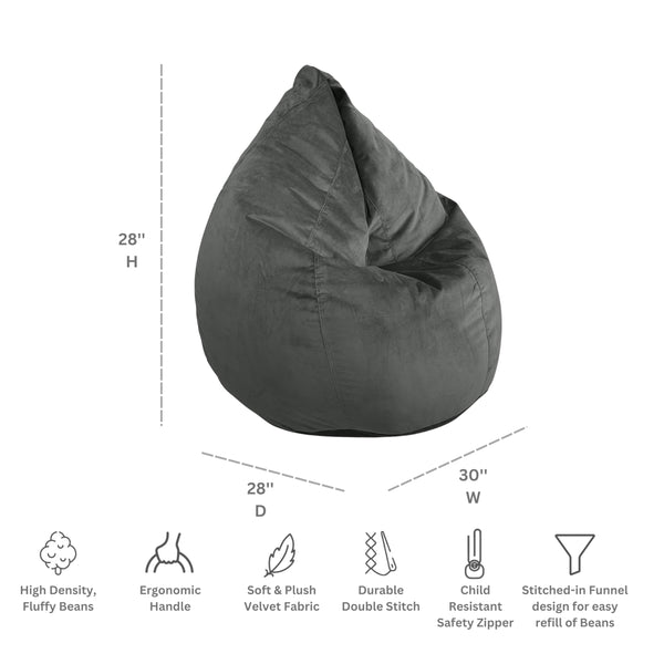 Teardrop Bean Bag Chair – Velvet Grey