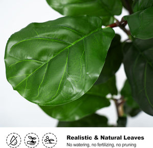 Faux Fiddle Leaf Fig Tree with White Pot
