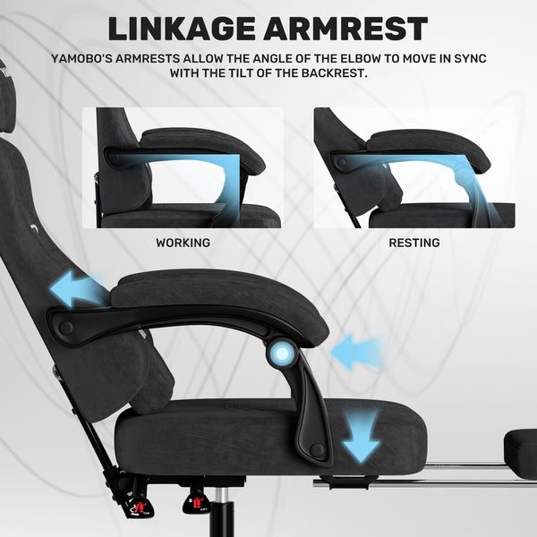 Gaming Chair with Footrest, Lumbar Support & Headrest Massage