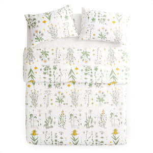 Botanical Comforter Set Queen – 100% Cotton Floral Bedding