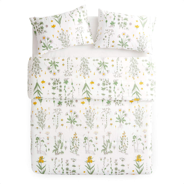 Botanical Comforter Set Queen – 100% Cotton Floral Bedding