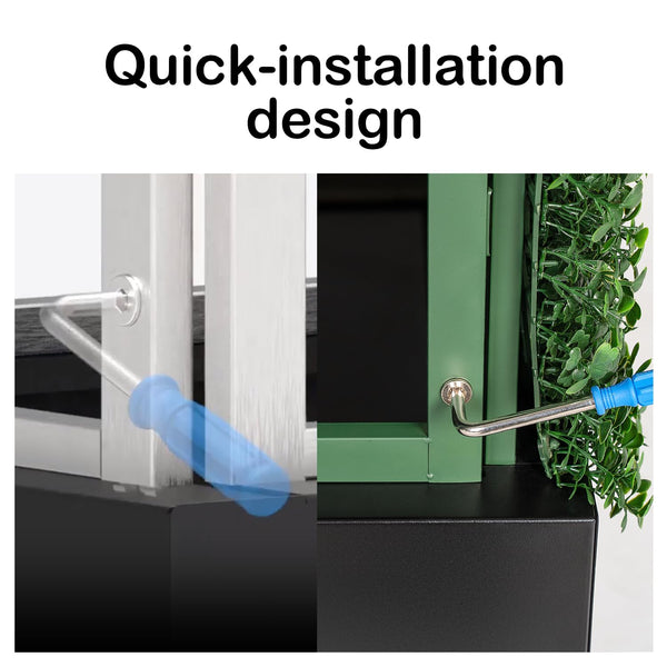 Artificial Boxwood Hedge Wall Privacy Panel with Steel Planter Box