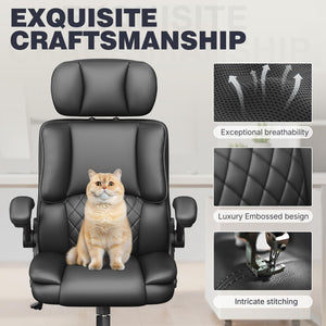 High-Back Ergonomic Office Chair with Adjustable Headrest & Flip-Up Armrests