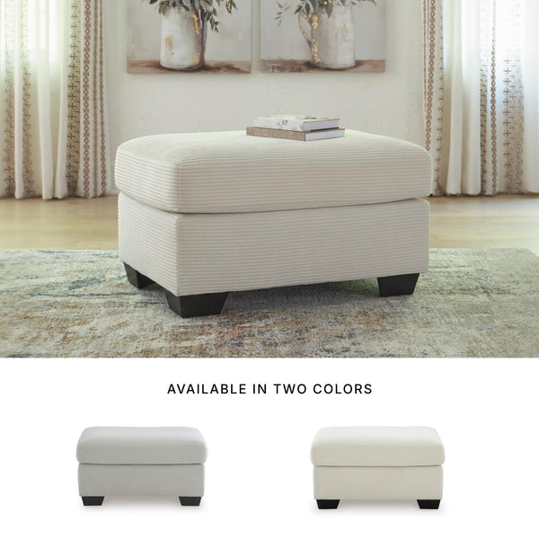 Contemporary Rectangular Upholstered Ottoman – White