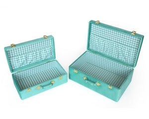 Velvet Storage Trunks Set of 2 with Gold Hardware Accents