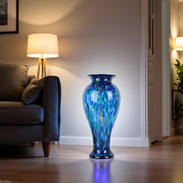 20-Inch Hand-Blown Glass Vase | Wide Mouth Floor Vase