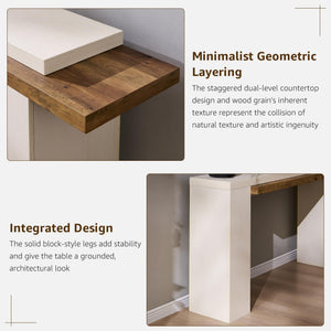 63-Inch Two-Tier Console Table with Geometric Design