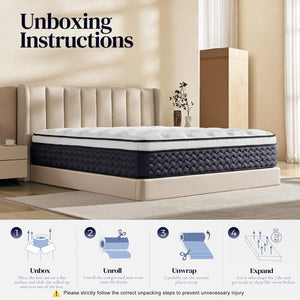 Queen Hybrid Mattress – Medium Firm Pocket Coil & Memory Foam, 12 or 14 Inch