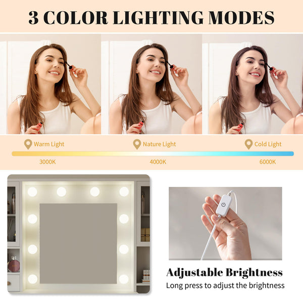Makeup Vanity Desk with Mirror & Lights