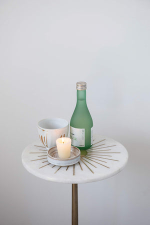 Aluminum & Marble Martini Side Table