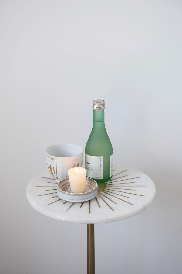 Aluminum & Marble Martini Side Table