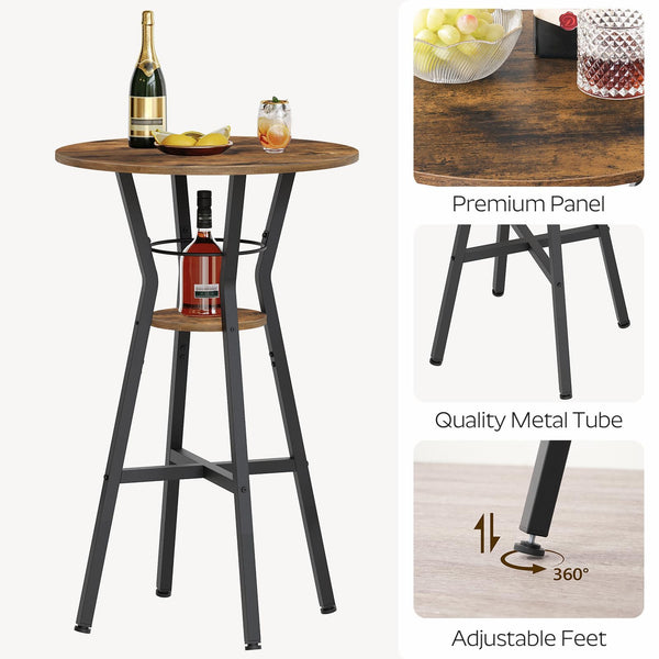 2-Tier Round Bar Table with Lower Shelf