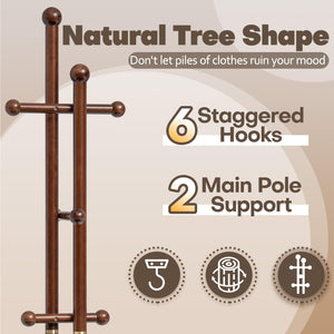 Freestanding Wooden Coat Rack Tree