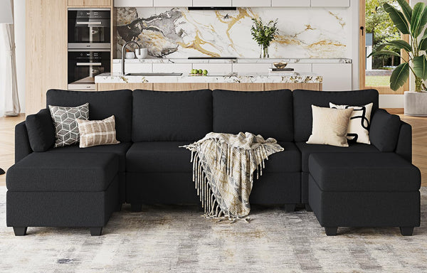 6-Seat Modular Sectional Sofa with Storage & Memory Foam