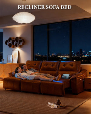 Electric Power Reclining Sectional Sofa with USB Charging & Cup Holders