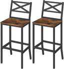 Bar Stools Set of 2 with Backrest and Footrest, 26-Inch Counter Height