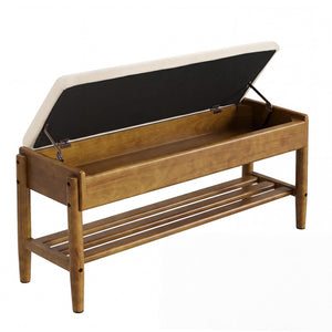 2-Tier Shoe Rack Bench with Flip-Top Storage