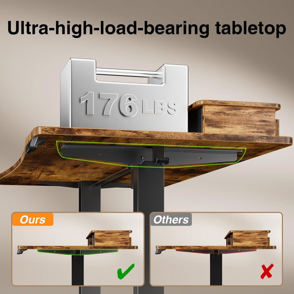 Electric Standing Desk with Storage Drawers & Monitor Riser, 47.2" x 27.6"